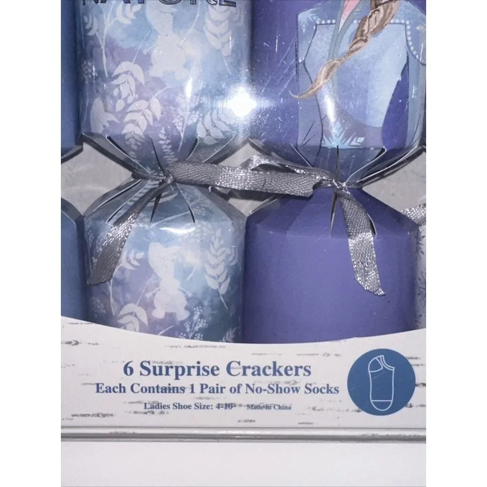 Disney Frozen 2 II 6 Surprise Crackers Womens Socks Sizes 4 To 10 Christmas Gift